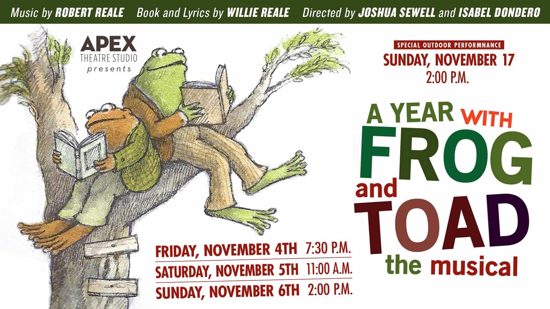 Oct. 18-20: A Year with Frog and Toad by Apex Theatre Studio | Totally ...